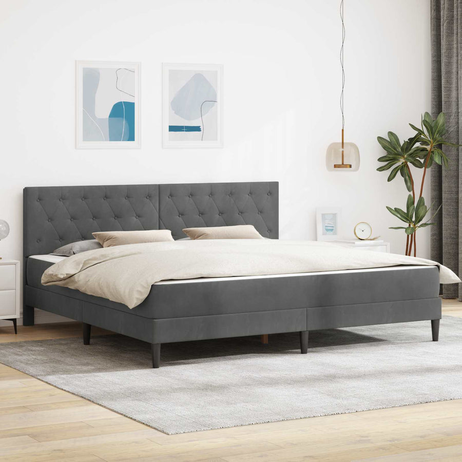 Bedframe met matras Donkergrijs 180 x 200 cm Fluweel