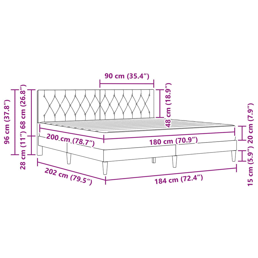 Bedframe met matras Donkergrijs 180 x 200 cm Fluweel