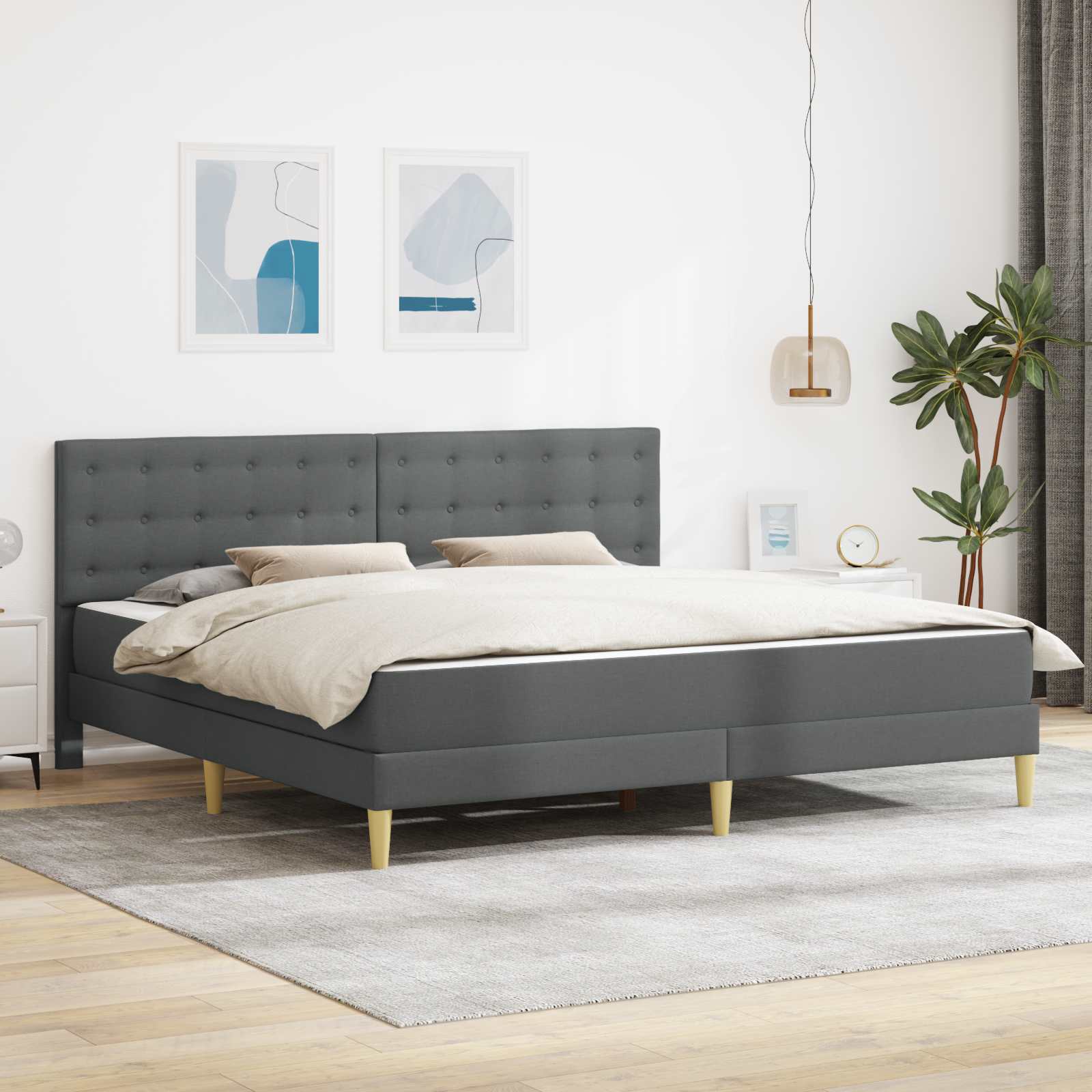 Bedframe met matras Donkergrijs 180 x 200 cm Stof