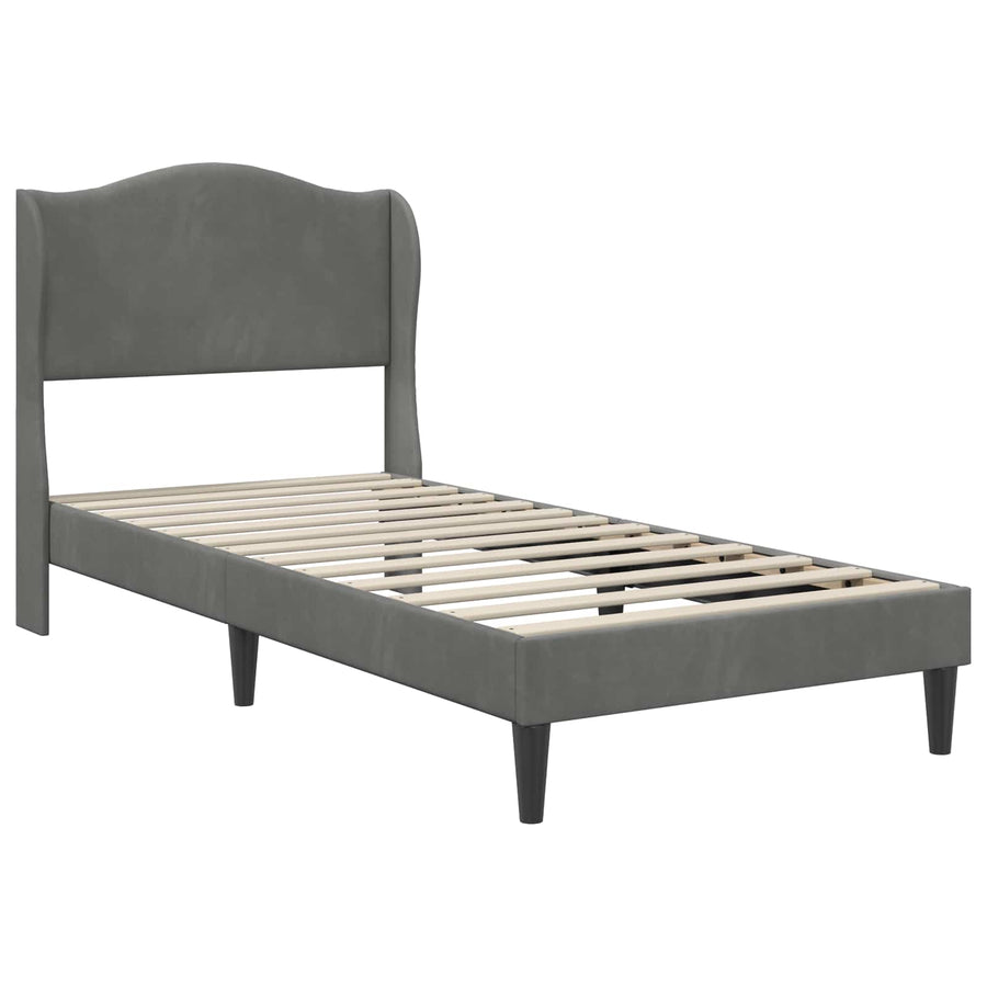 Bedframe met hoofdeinde Donkergrijs 90 x 190 cm Fluweel