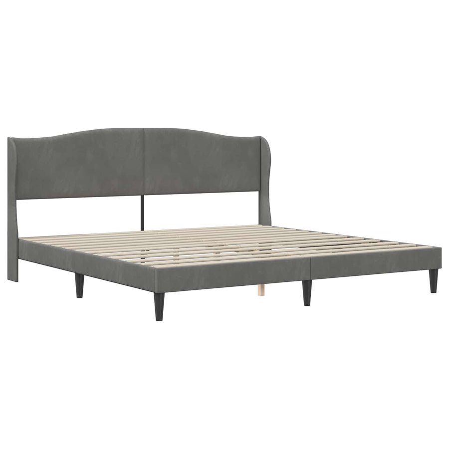 Bedframe met hoofdeinde Donkergrijs 180 x 200 cm Fluweel