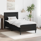 Bed Frame with LED Strip Light Black 90 x 190 cm Faux Leather