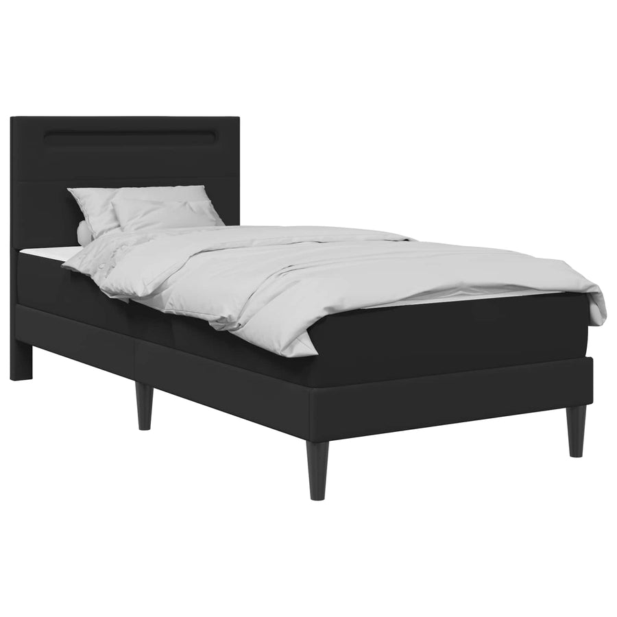 Bedframe met LED-stripverlichting Zwart 90 x 190 cm Kunstleer