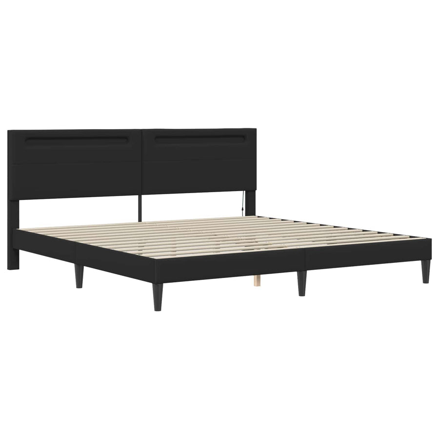 Bedframe met LED-stripverlichting Zwart 180 x 200 cm Kunstleer