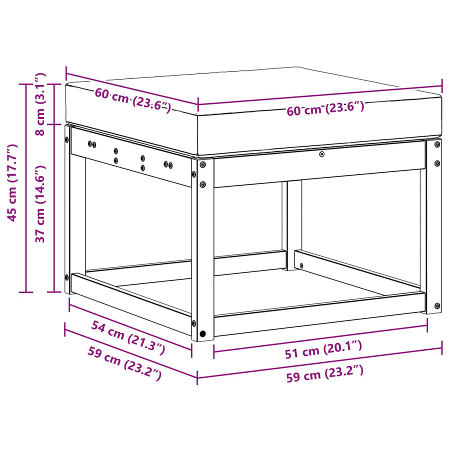 Outdoor Hocker Massief Acaciahout Wit
