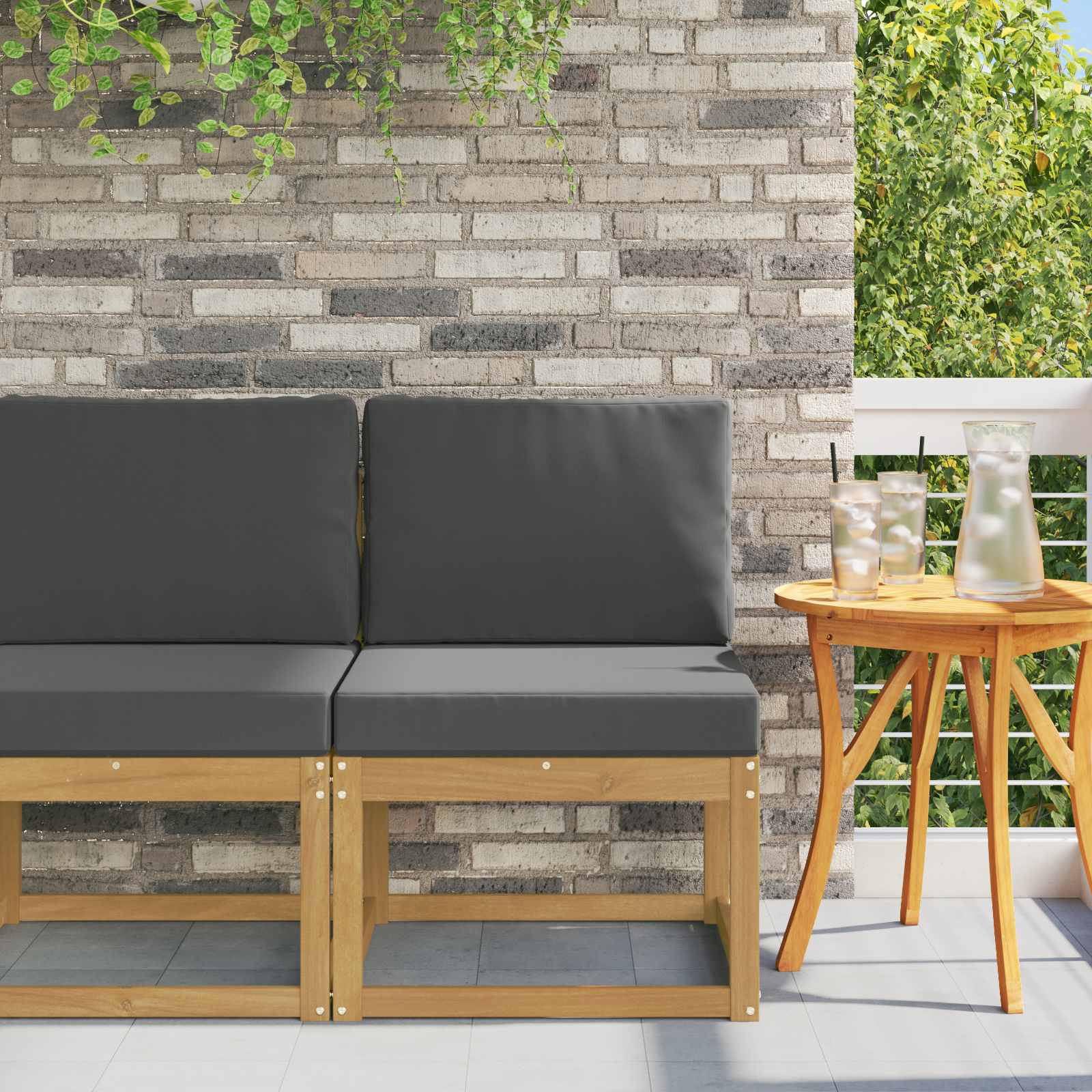 Buiten bankenset Wit en antracietkleurig 59 x 63 x 73 cm