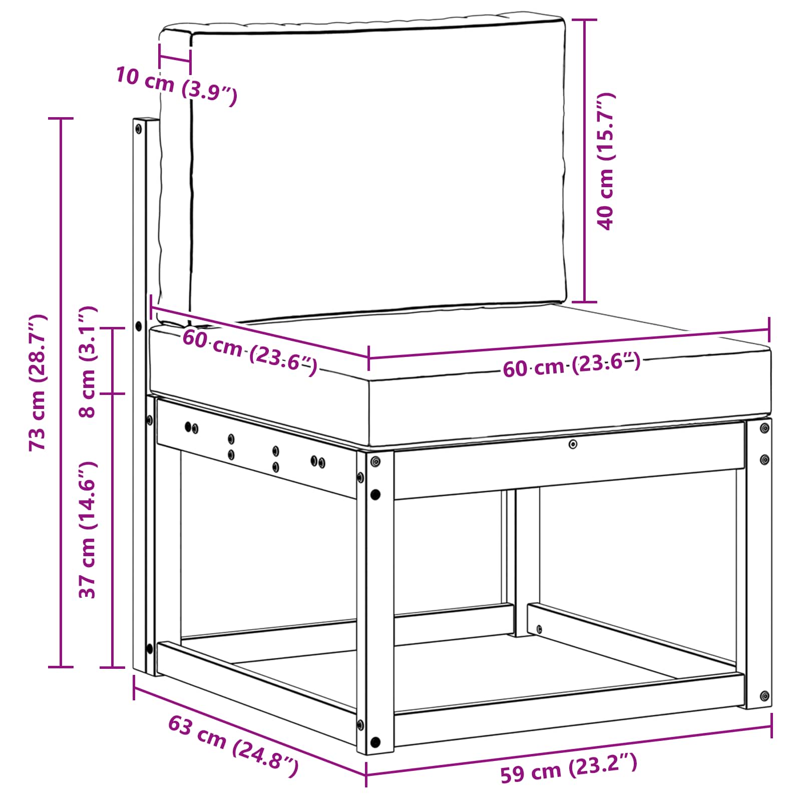 Buiten bankenset Wit en antracietkleurig 59 x 63 x 73 cm