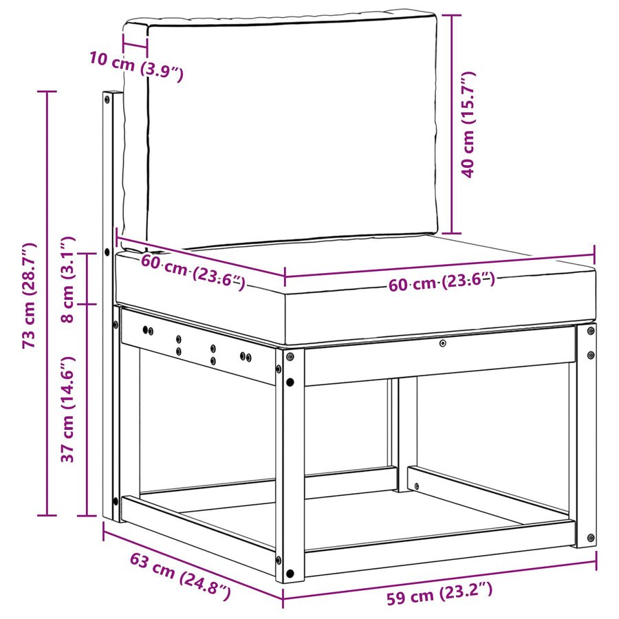 Buiten bankenset Wit en Beige 59 x 63 x 73 cm