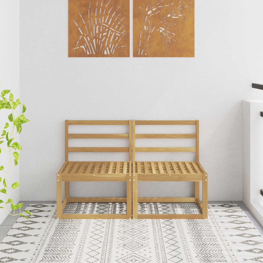 2 Stuk Buiten Midden Sofa Massief Acaciahout Wit