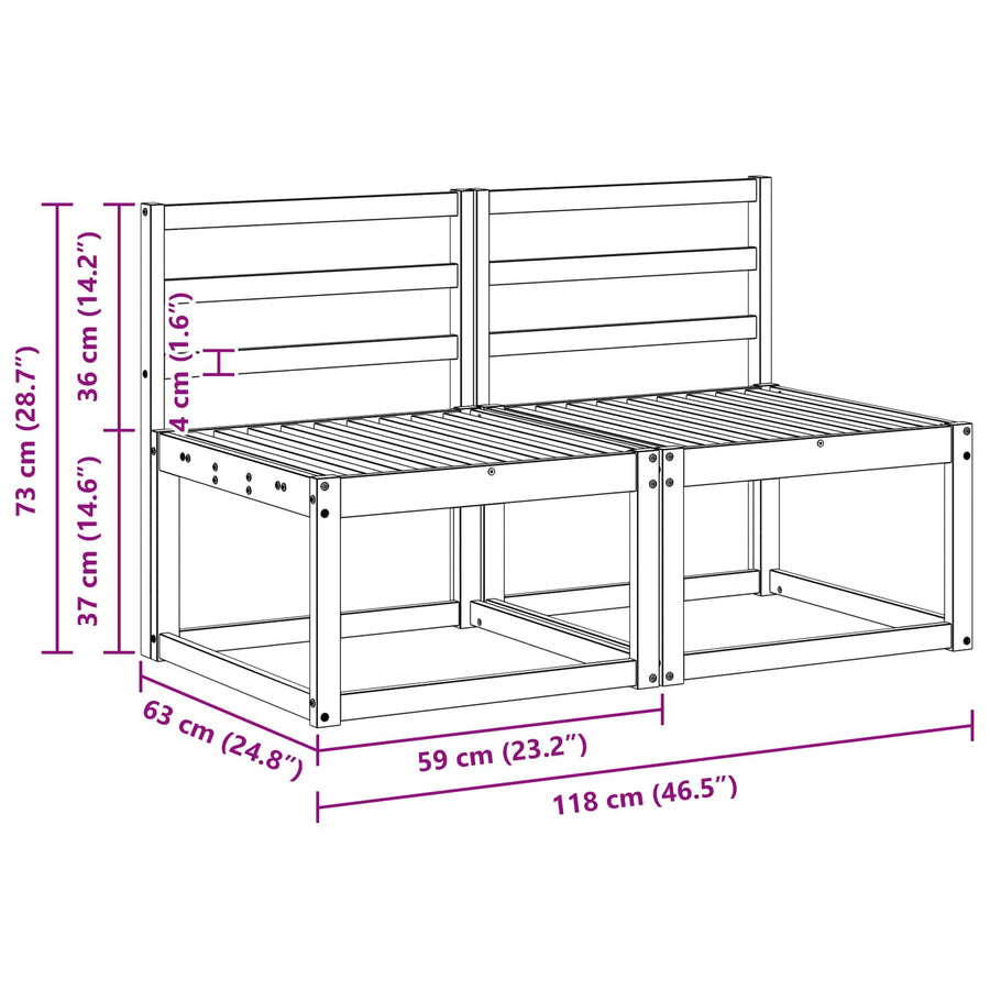 2 Stuk Buiten Midden Sofa Massief Acaciahout Wit