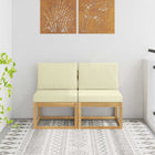 2 Piece Outdoor Center Sofa Solid Acacia Wood White