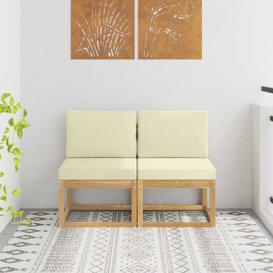 2 Stuk Buiten Midden Sofa Massief Acaciahout Wit
