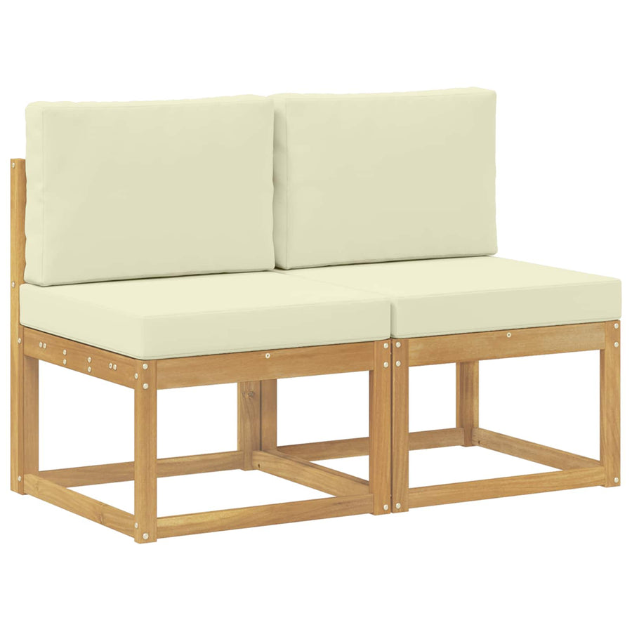 2 Stuk Buiten Midden Sofa Massief Acaciahout Wit
