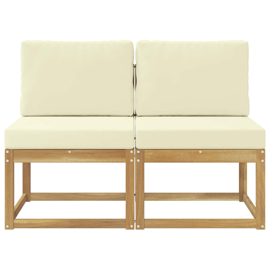 2 Stuk Buiten Midden Sofa Massief Acaciahout Wit