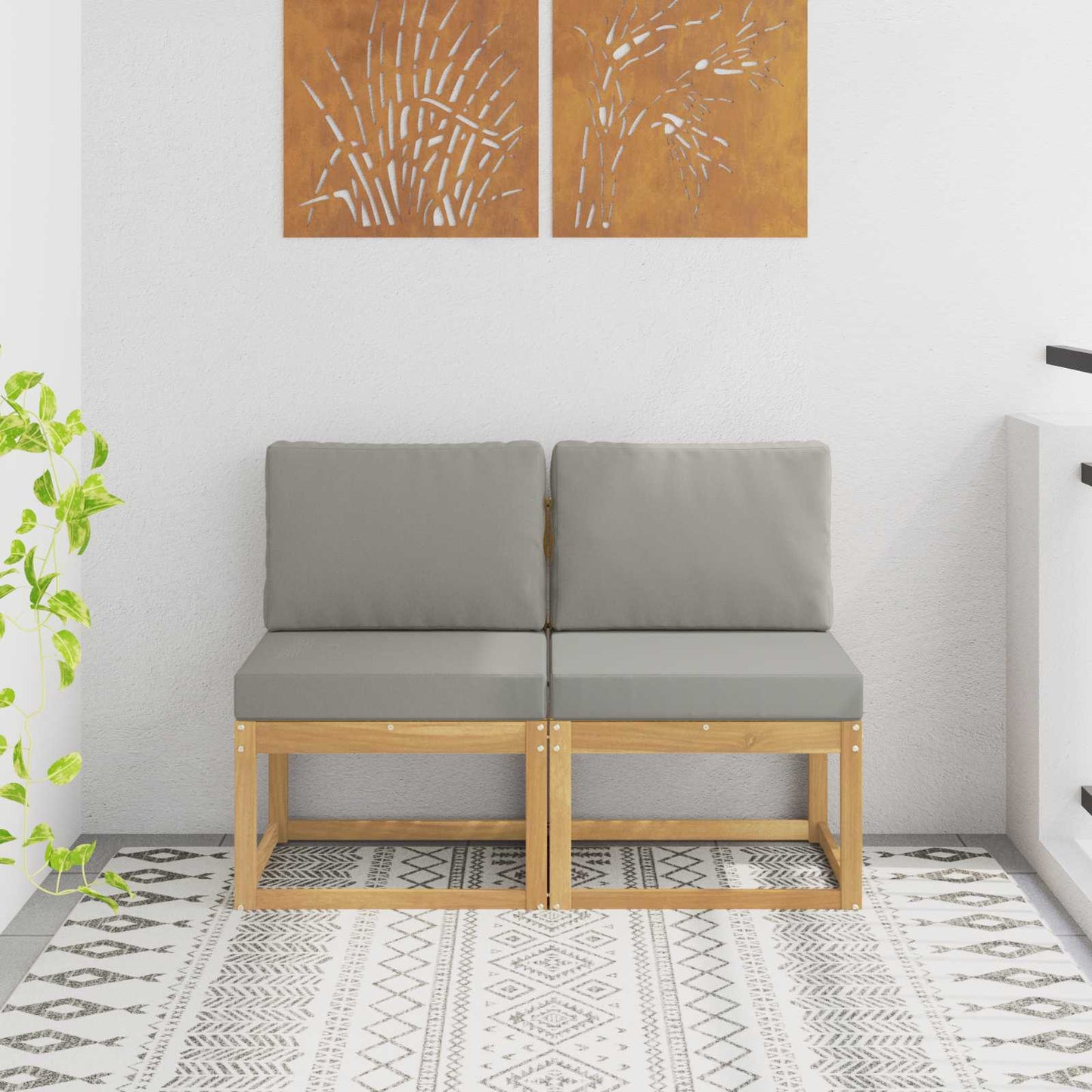2 Stuk Buiten Midden Sofa Massief Acaciahout Wit