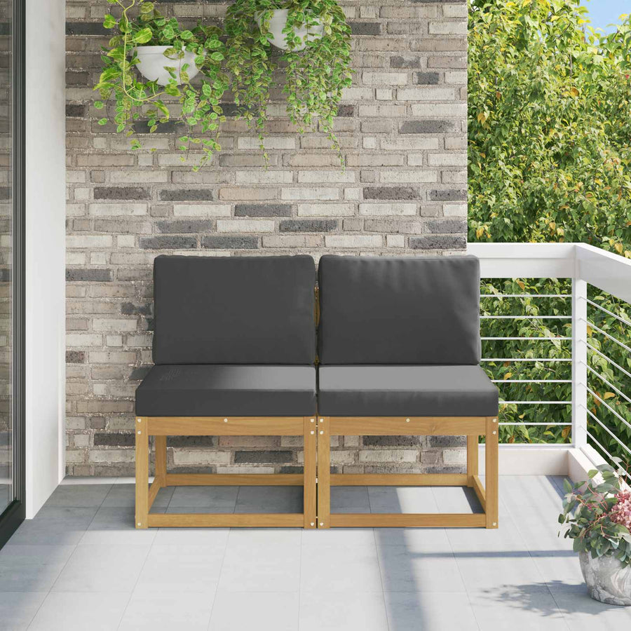 2 Stuk Buiten Midden Sofa Massief Acaciahout Wit