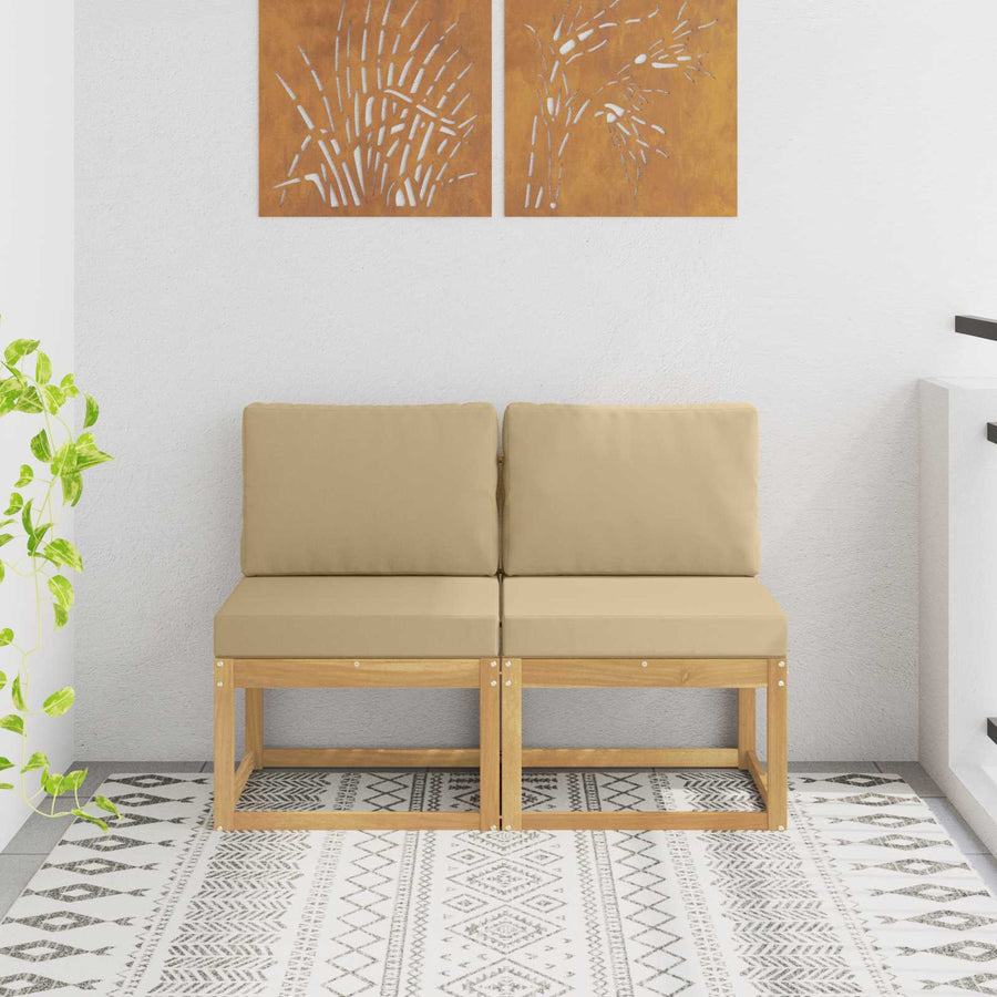2 Stuk Buiten Midden Sofa Massief Acaciahout Wit