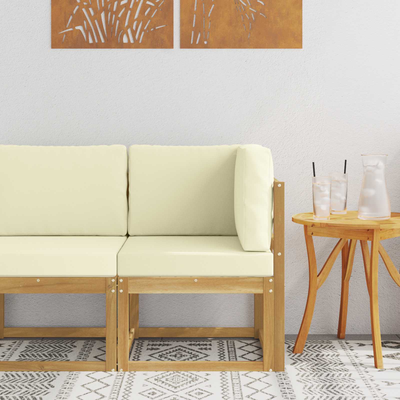 Buiten Hoek Sofa Massief Acaciahout Wit