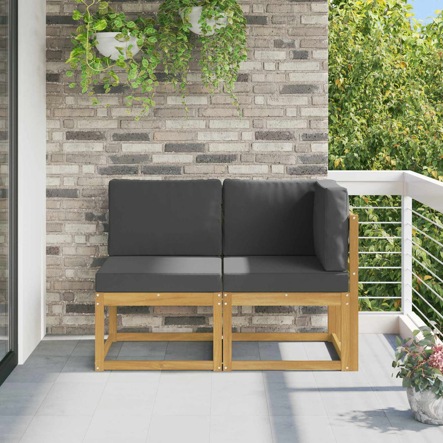 Outdoor Midden- en Hoeksalon 2 Stuk Wit Massief Acaciahout