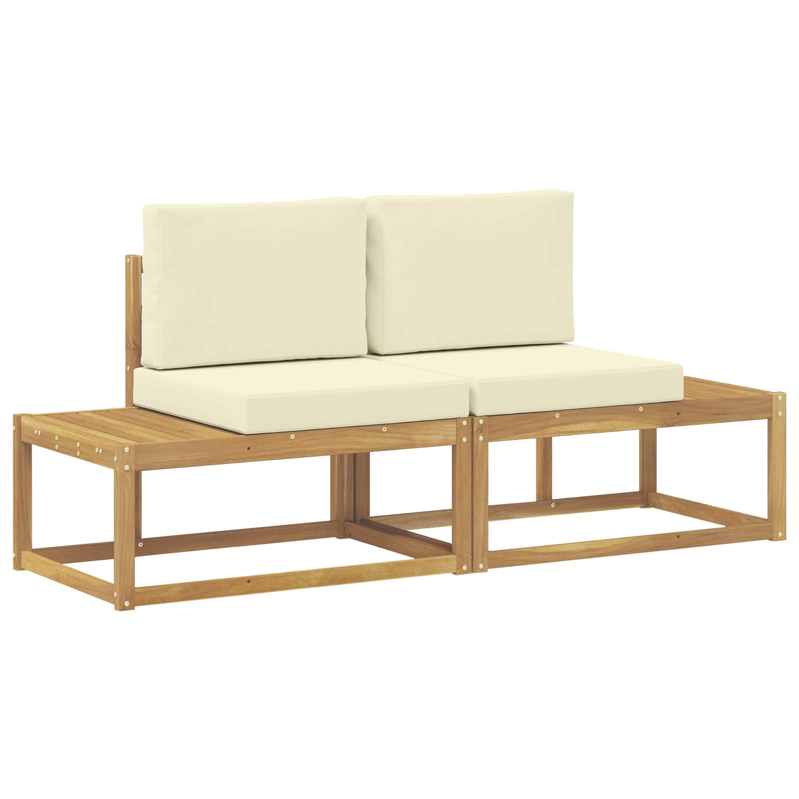 Buiten Eind Sofa met kussen 2 Stuk Wit Massief Acaciahout