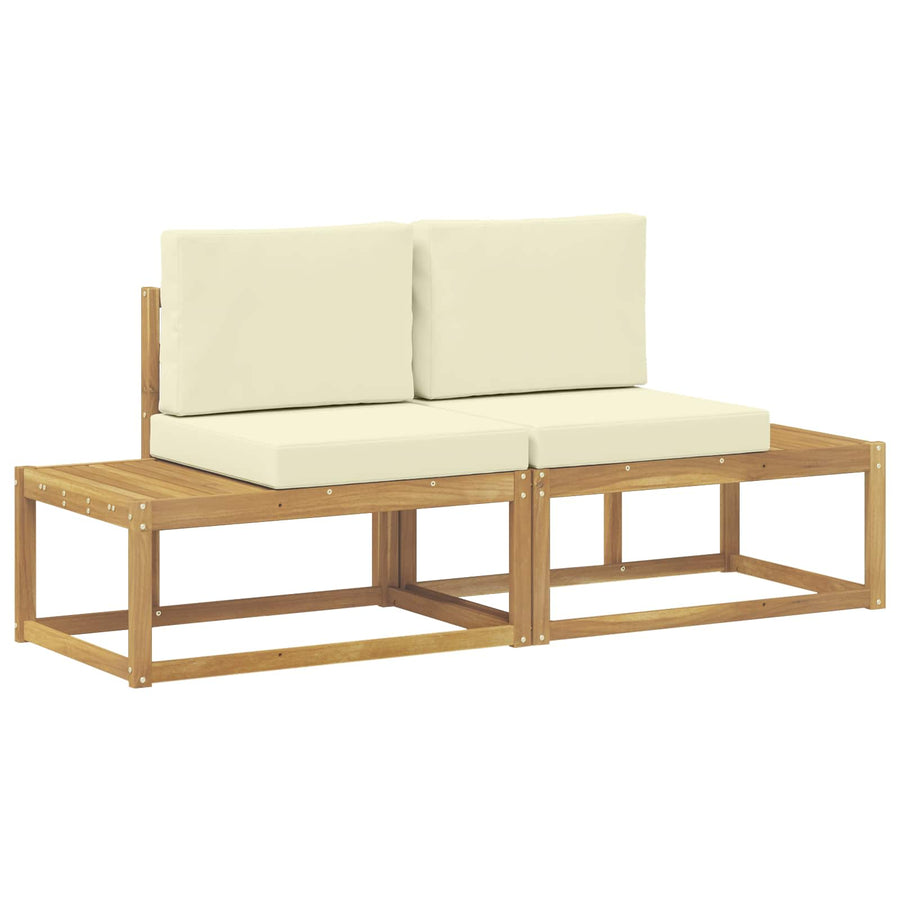 Buiten Eind Sofa met kussen 2 Stuk Wit Massief Acaciahout