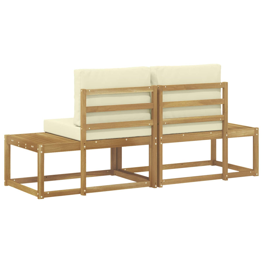 Buiten Eind Sofa met kussen 2 Stuk Wit Massief Acaciahout