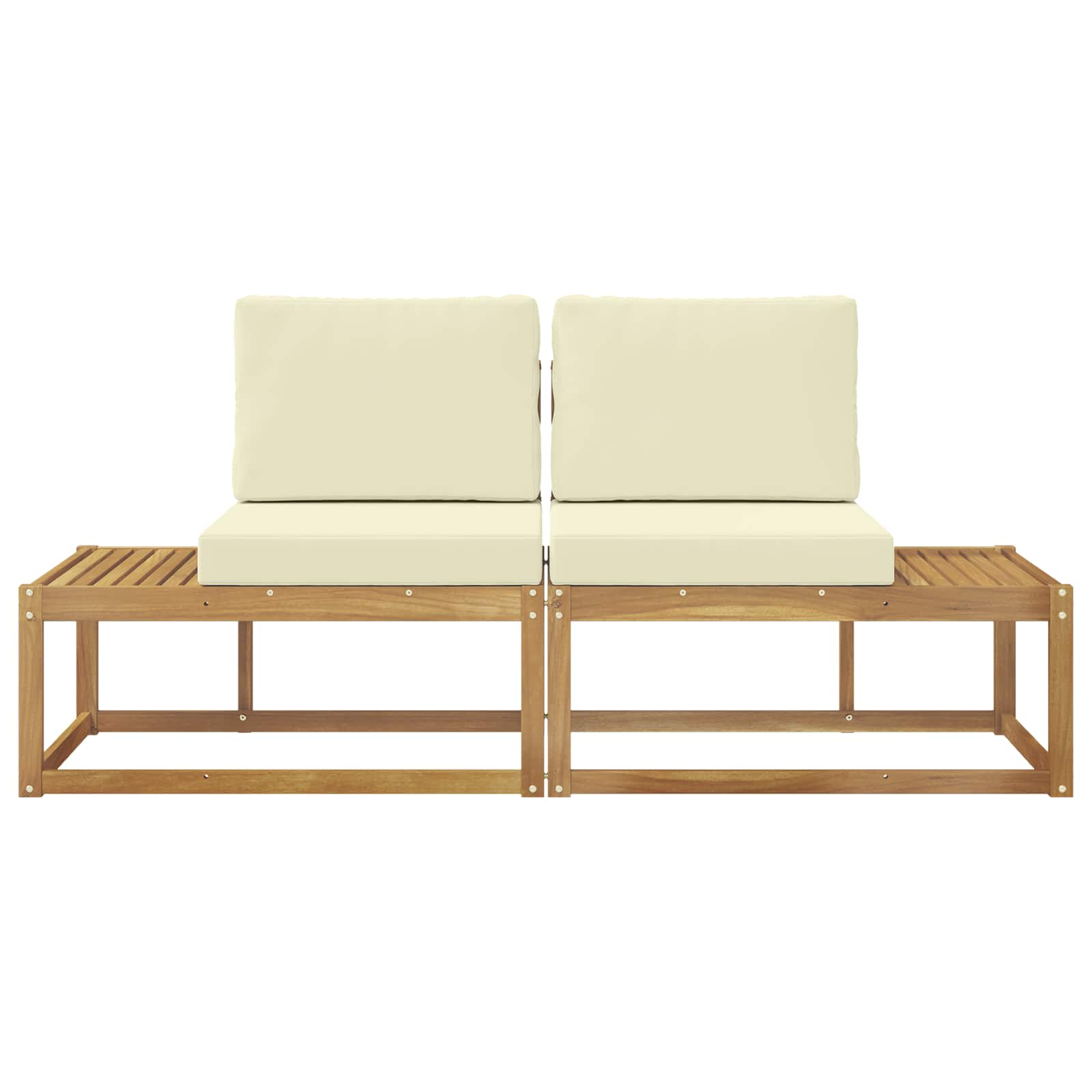 Buiten Eind Sofa met kussen 2 Stuk Wit Massief Acaciahout