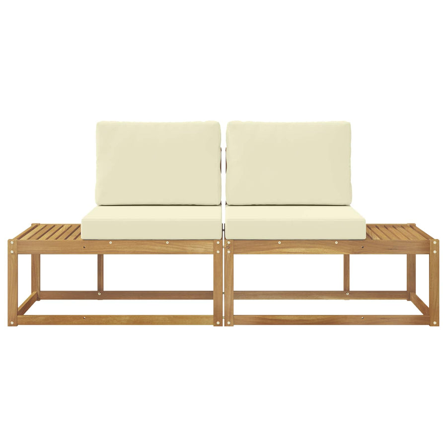 Buiten Eind Sofa met kussen 2 Stuk Wit Massief Acaciahout