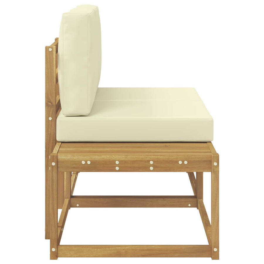 Buiten Eind Sofa met kussen 2 Stuk Wit Massief Acaciahout