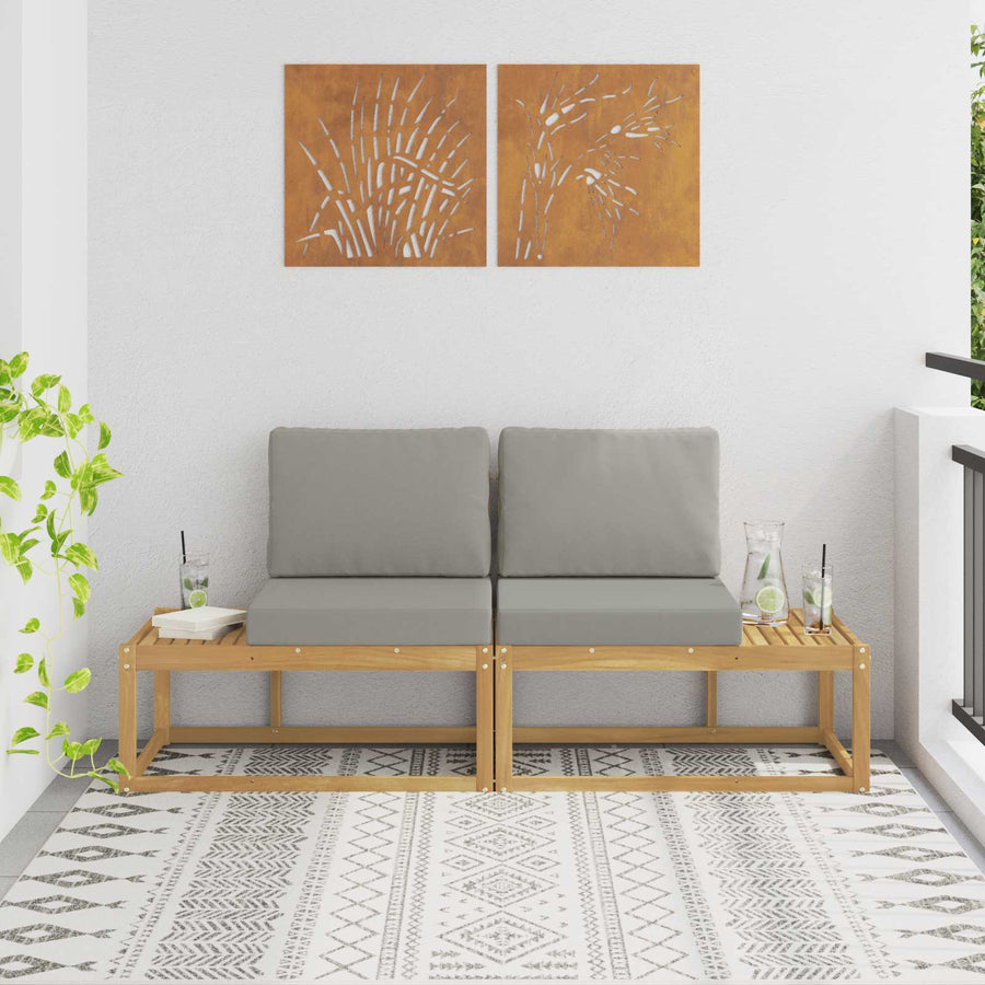 Buiten Eind Sofa met kussen 2 Stuk Wit Massief Acaciahout