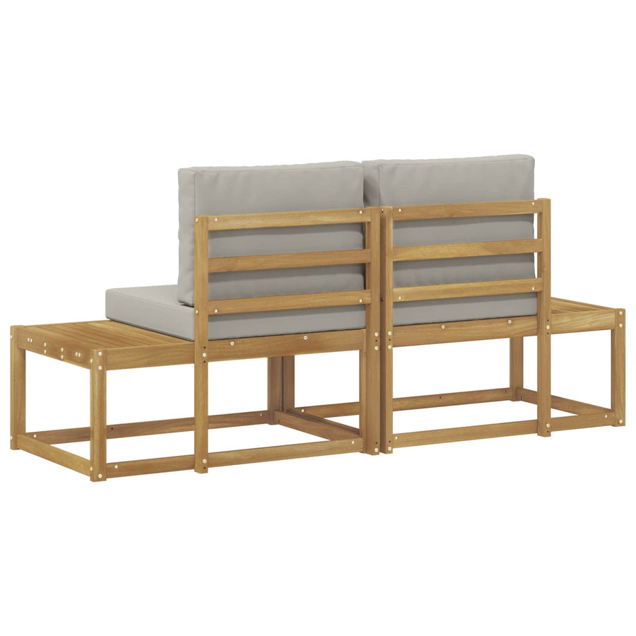 Buiten Eind Sofa met kussen 2 Stuk Wit Massief Acaciahout