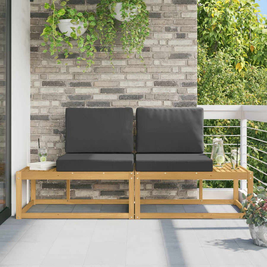Buiten Eind Sofa met kussen 2 Stuk Wit Massief Acaciahout