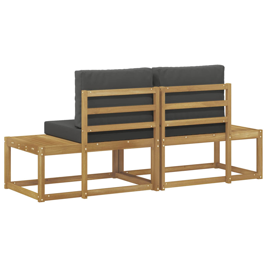Buiten Eind Sofa met kussen 2 Stuk Wit Massief Acaciahout