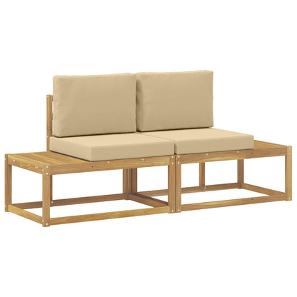 Buiten Eind Sofa met kussen 2 Stuk Wit Massief Acaciahout
