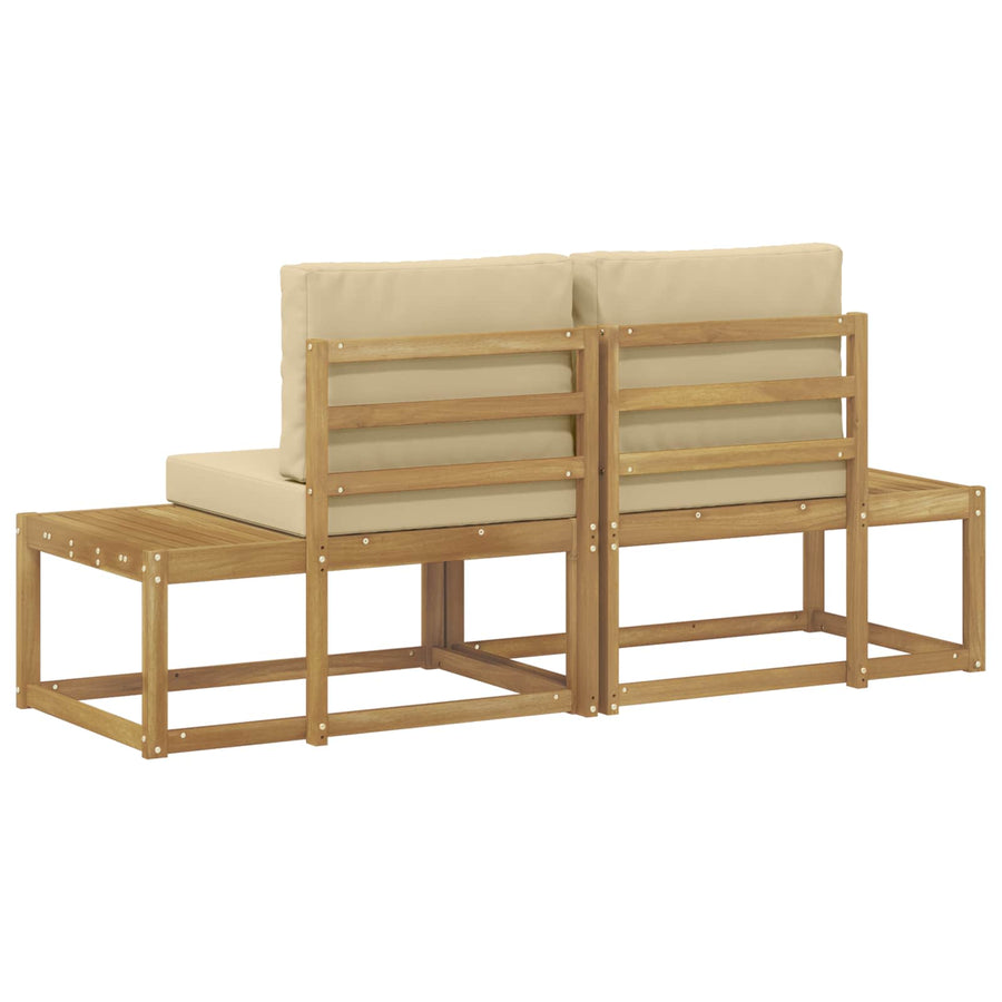 Buiten Eind Sofa met kussen 2 Stuk Wit Massief Acaciahout