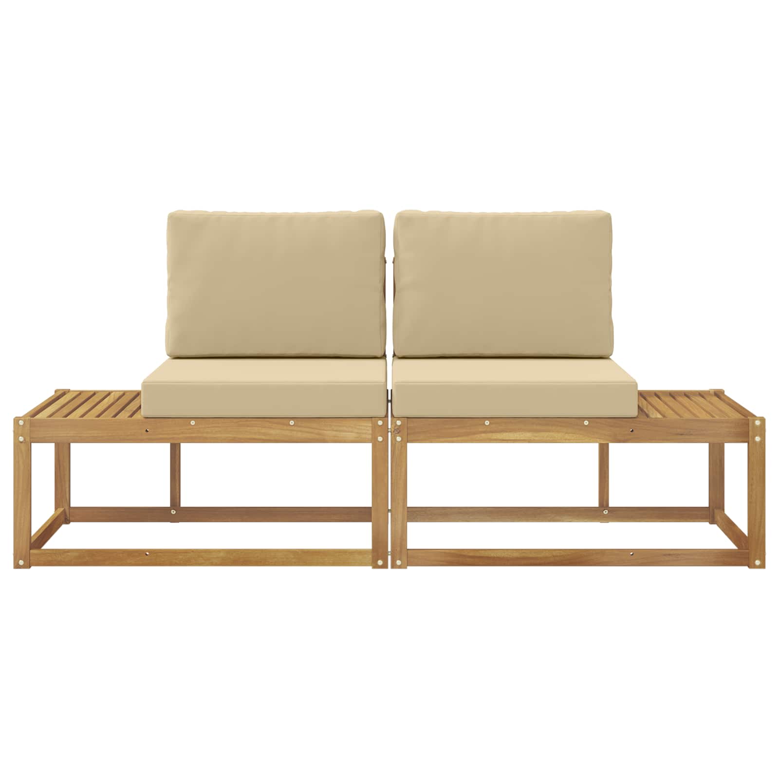 Buiten Eind Sofa met kussen 2 Stuk Wit Massief Acaciahout