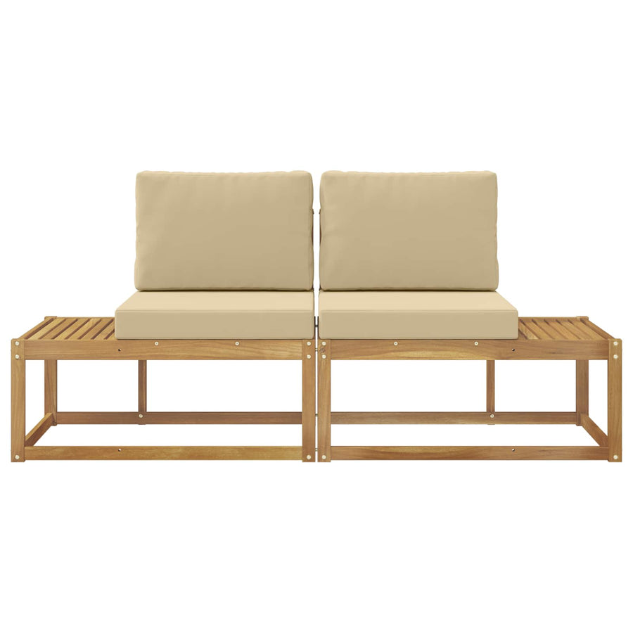 Buiten Eind Sofa met kussen 2 Stuk Wit Massief Acaciahout