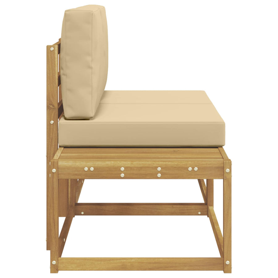 Buiten Eind Sofa met kussen 2 Stuk Wit Massief Acaciahout