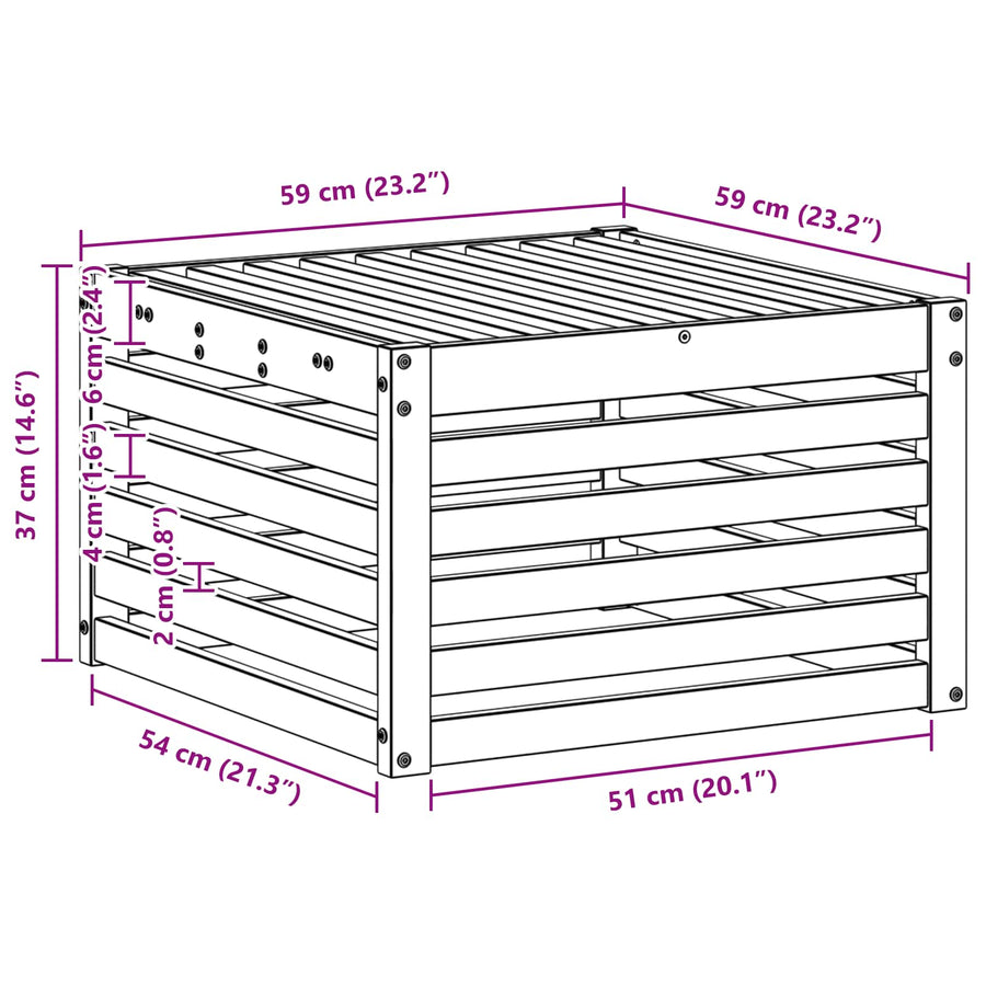 Buiten Voetenbank Massief Acaciahout Wit 59 x 59 x 37 cm