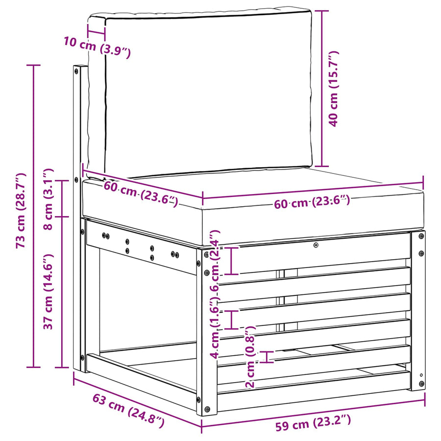 Buiten Midden Sofa Massief Acaciahout Wit