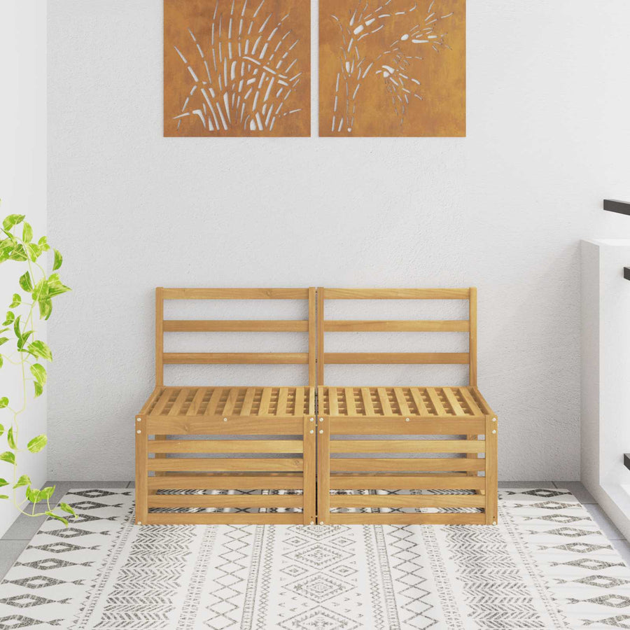 2 Stuk Buiten Midden Sofa Massief Acaciahout Wit