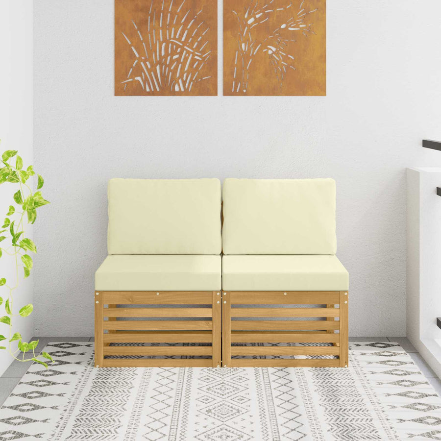 2 Stuk Buiten Midden Sofa Massief Acaciahout Wit