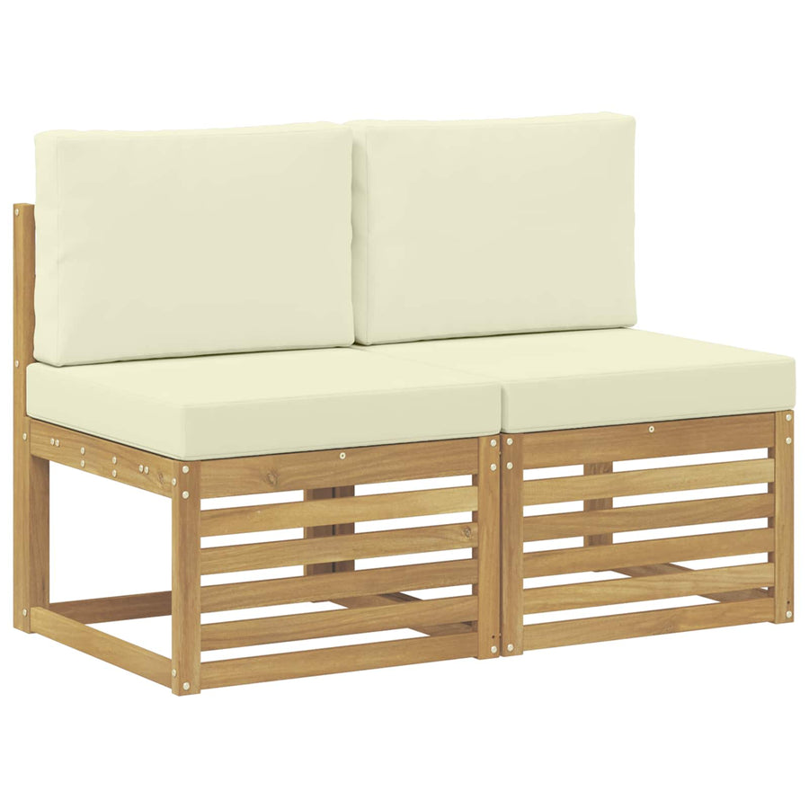2 Stuk Buiten Midden Sofa Massief Acaciahout Wit