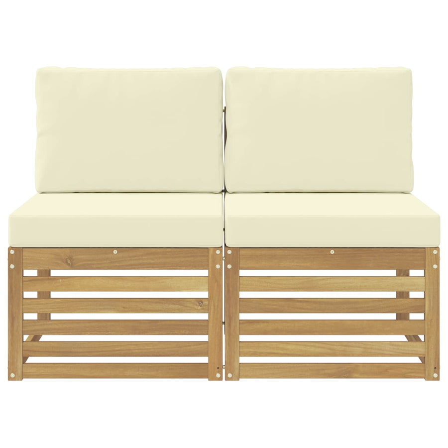 2 Stuk Buiten Midden Sofa Massief Acaciahout Wit
