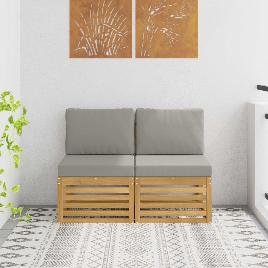 2 Stuk Buiten Midden Sofa Massief Acaciahout Wit