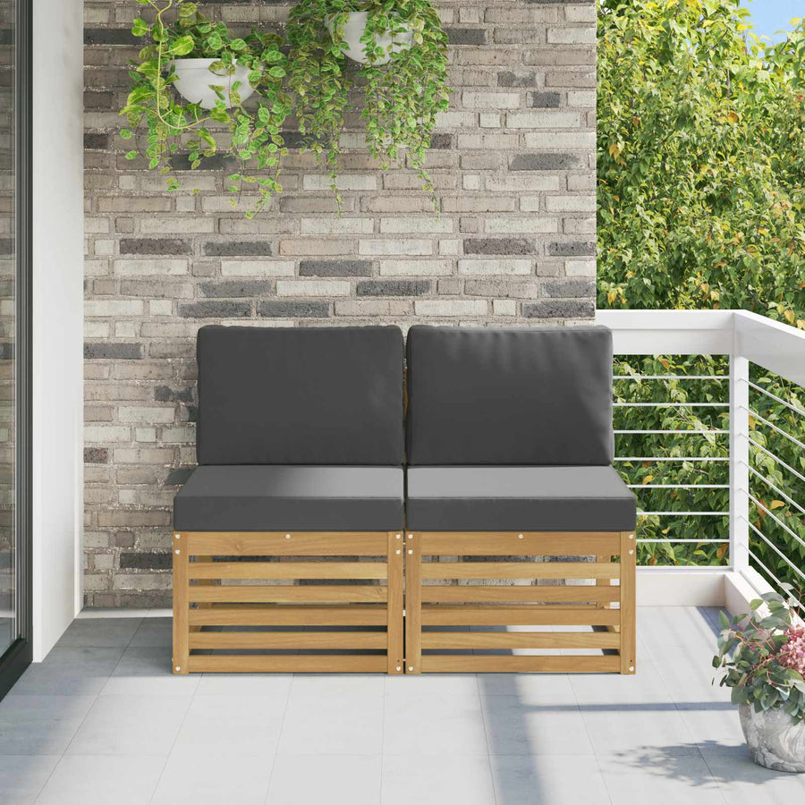 2 Stuk Buiten Midden Sofa Massief Acaciahout Wit