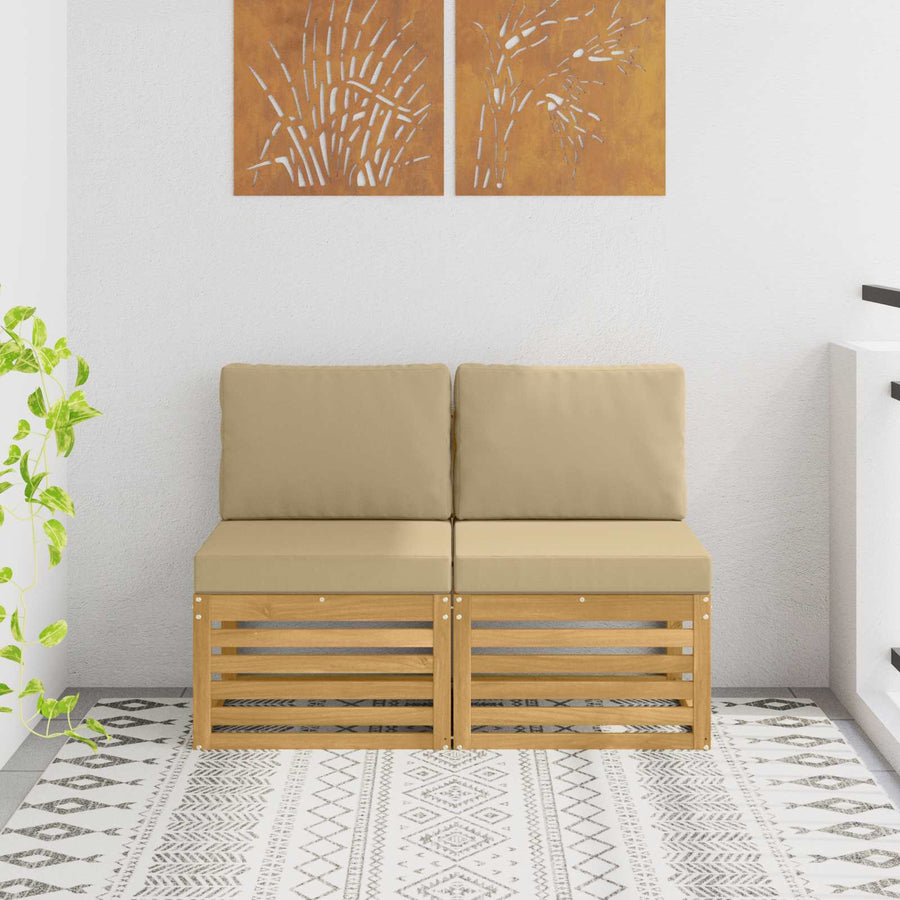 2 Stuk Buiten Midden Sofa Massief Acaciahout Wit
