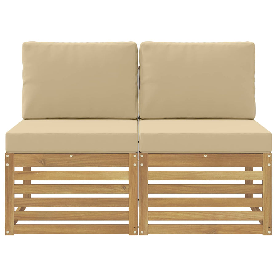 2 Stuk Buiten Midden Sofa Massief Acaciahout Wit