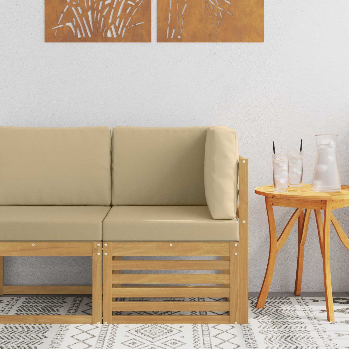 Buiten Hoek Sofa Massief Acaciahout Wit