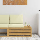 Tuin sectiesofa massief acaciahout wit crèmekleurig 91x63x73 cm
